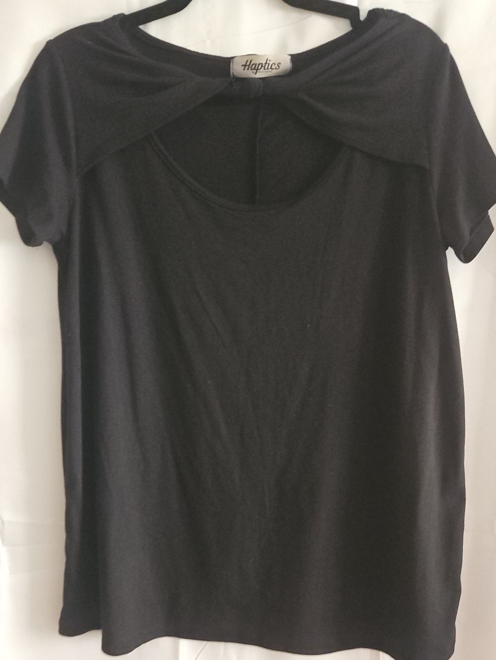 Haptics Black Short-Sleeve Front Keyhole Tee